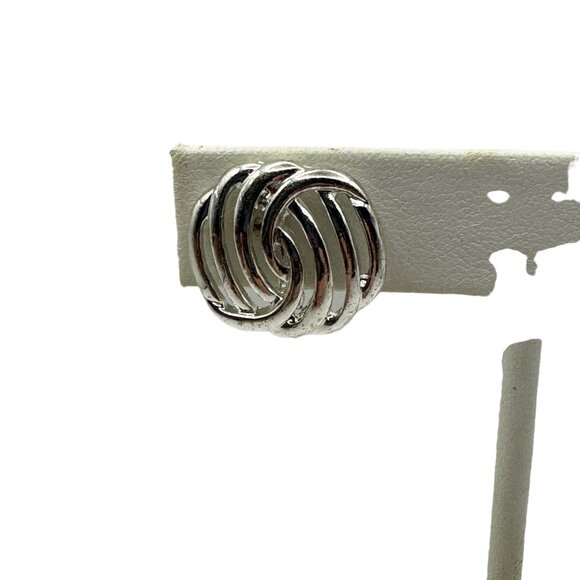 Vintage Silver Knot Clip-On Earrings - Picture 2 of 5